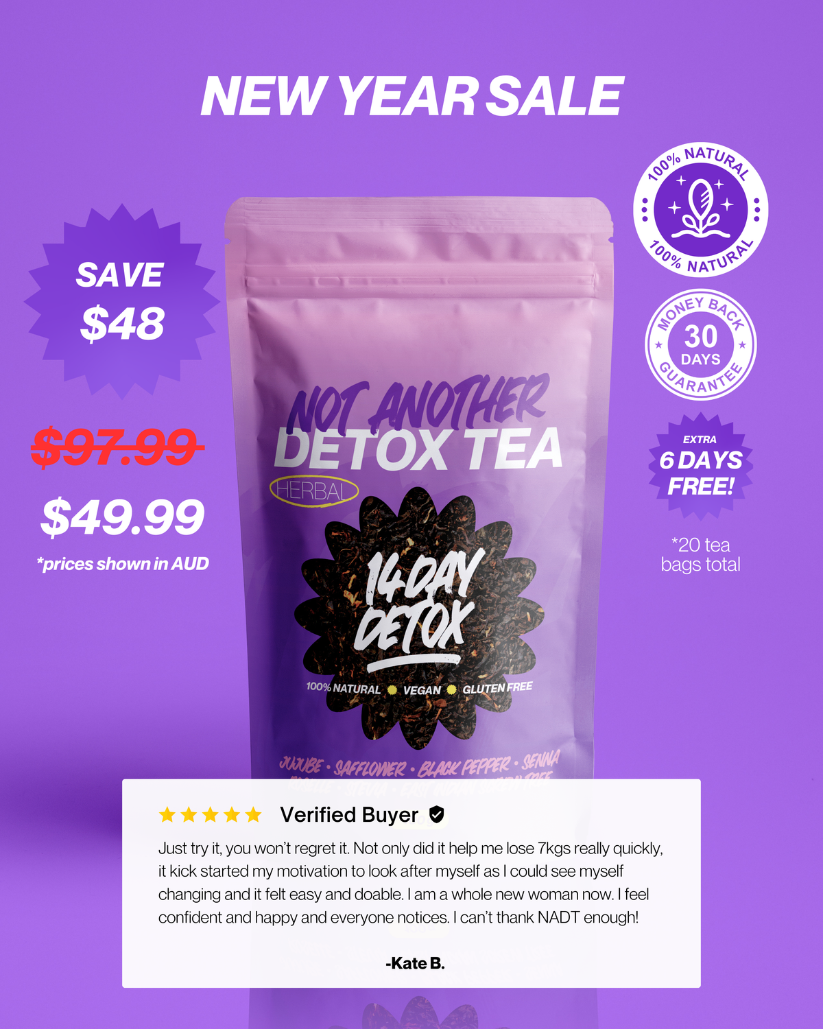 14 Day Detox Tea + FREE SHIPPING $110+